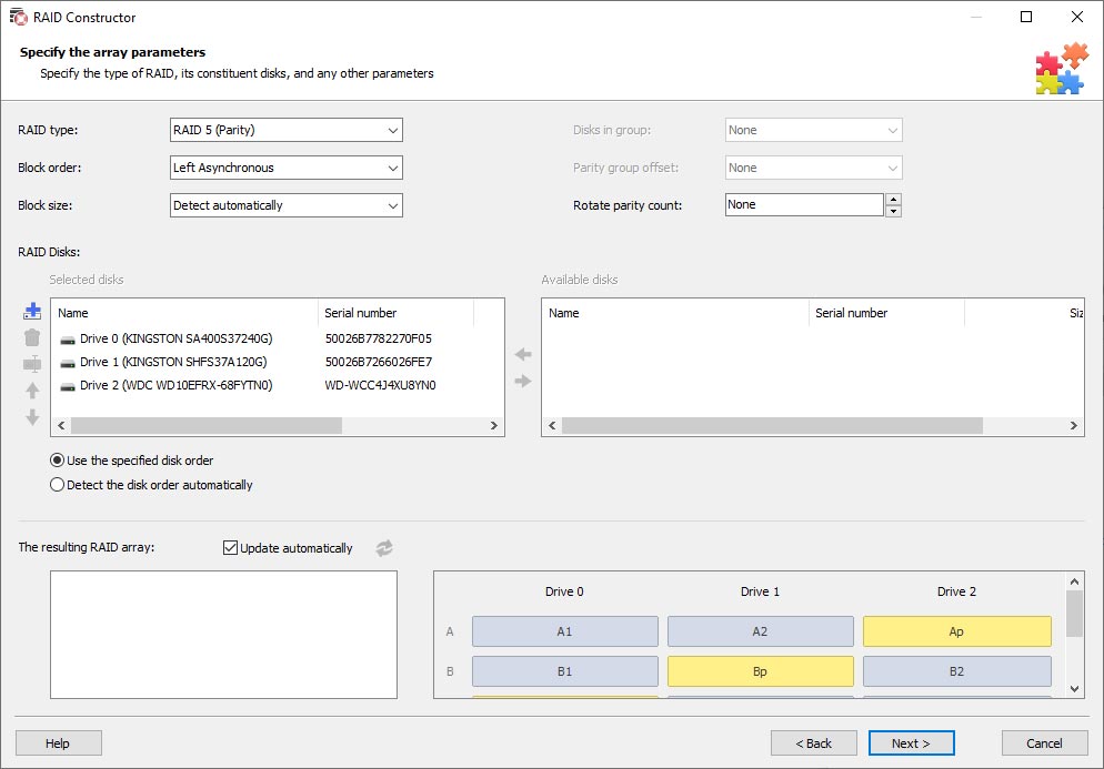 RAID Constructor - Manual Mode RAID Constructor - Manual Mode