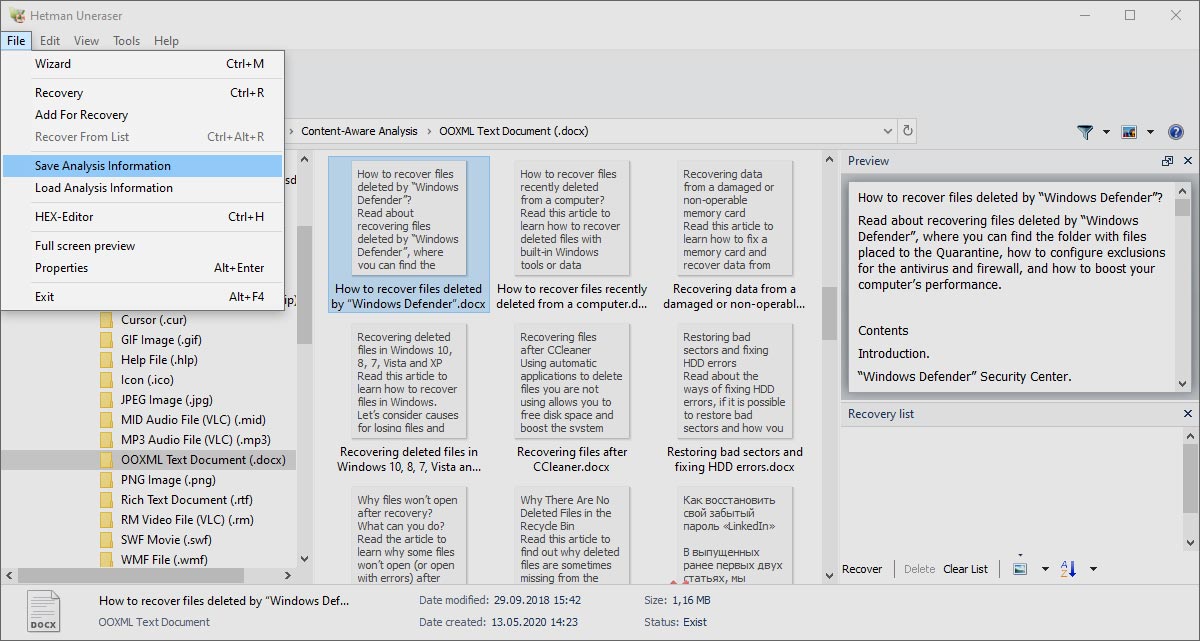 Save Analysis Information Save Analysis Information